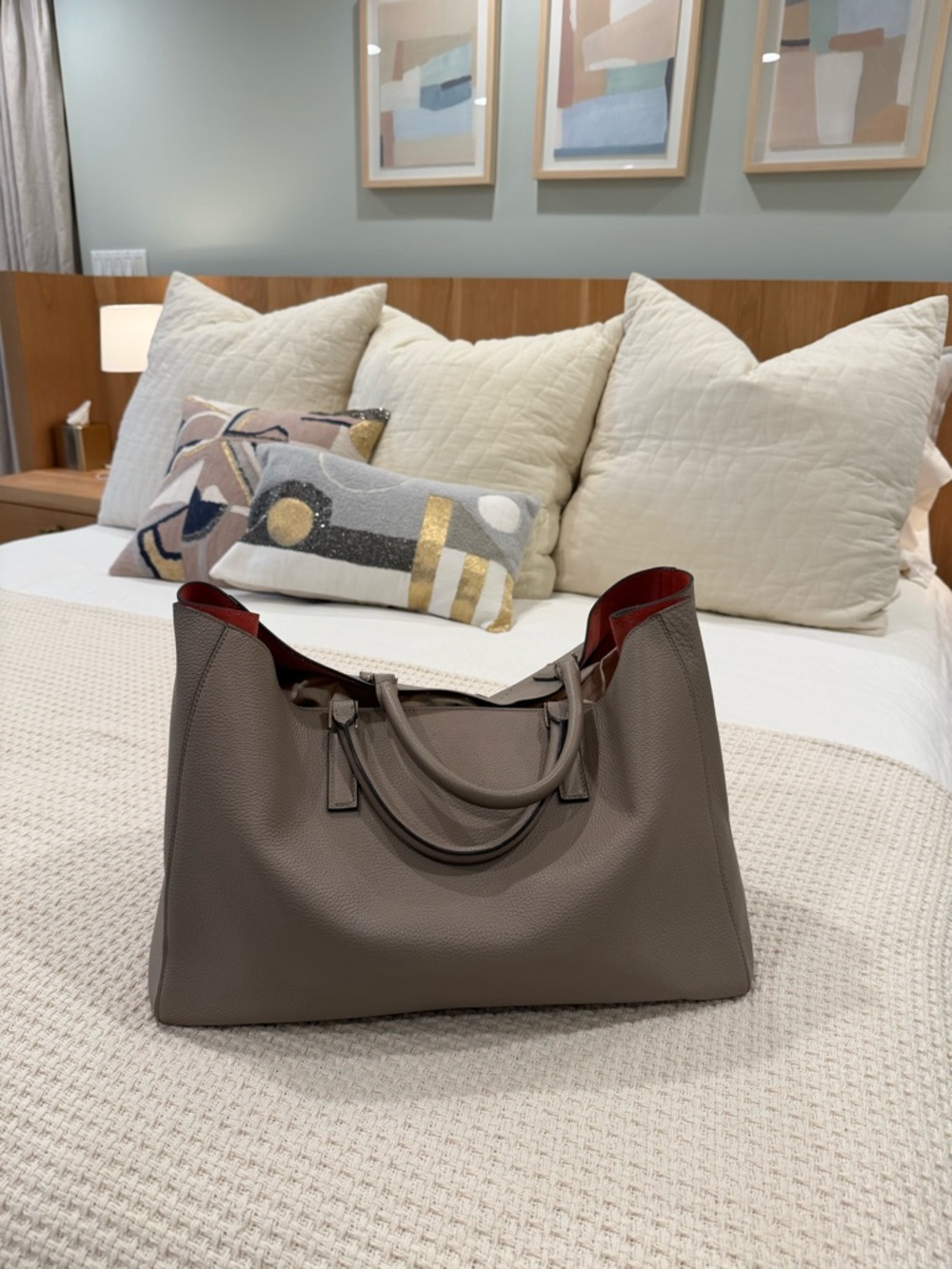 Anya Hindmarch Leather Tote Bag with peach Interior